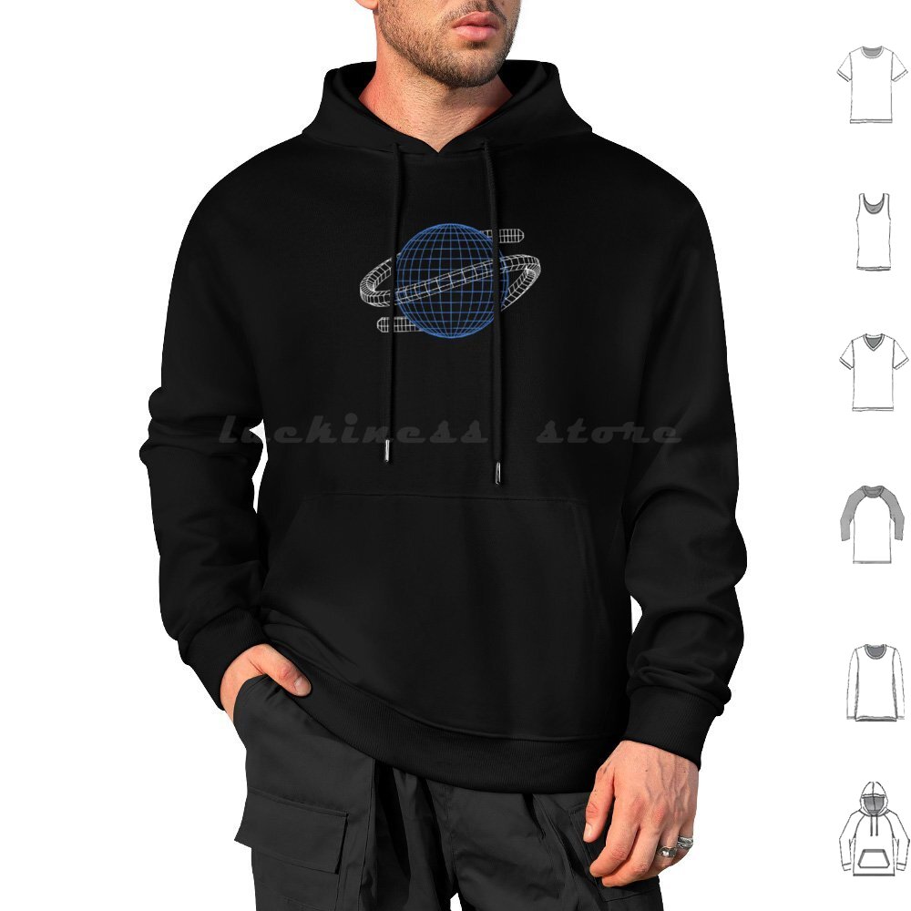 Gaming Console In 90S - Saturno Wireframe Hoodies Manga Longa Saturn
