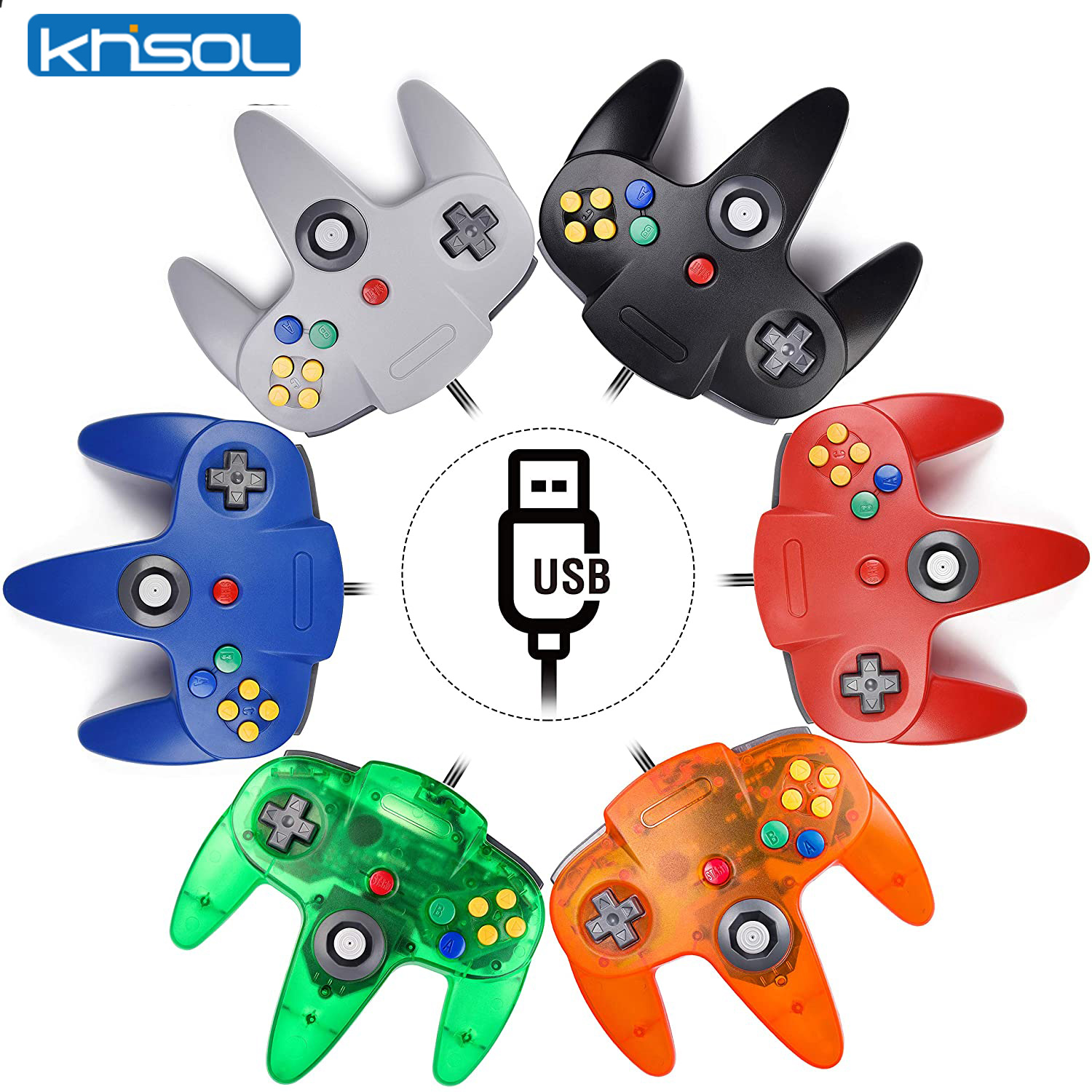 Gaming Console Com - N64 controlador clássico usb com fio
